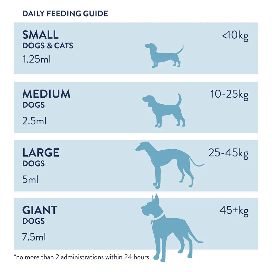 Daily feeding guide for dogs.