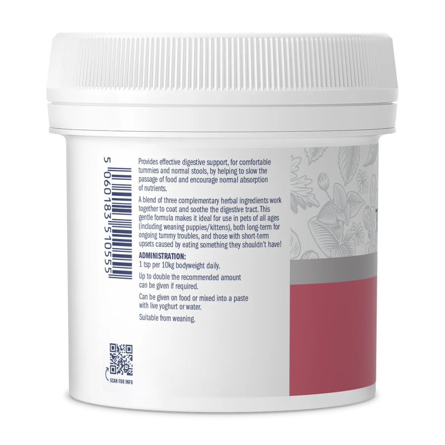 Side view of Dorwest Herbs Tree Barks Powder 100g showing product description.