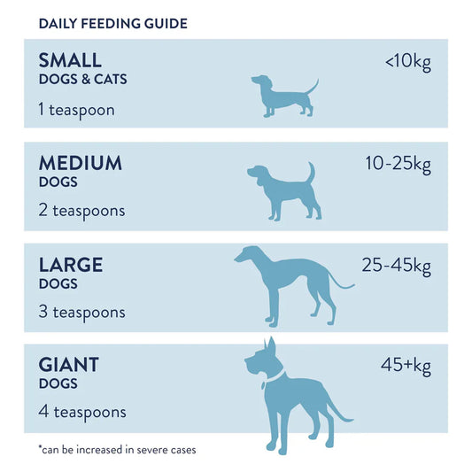 Daily feeding guide for dogs.