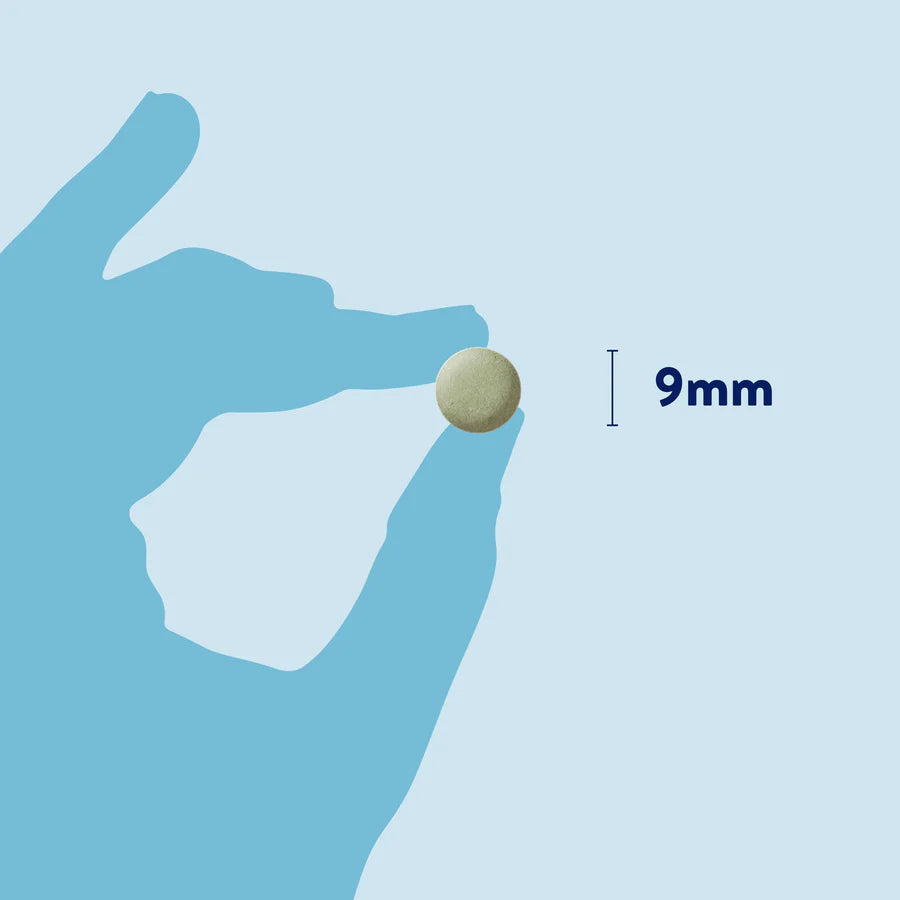 Infographic showing the size of Dorwest green releaf tablets (9mm).