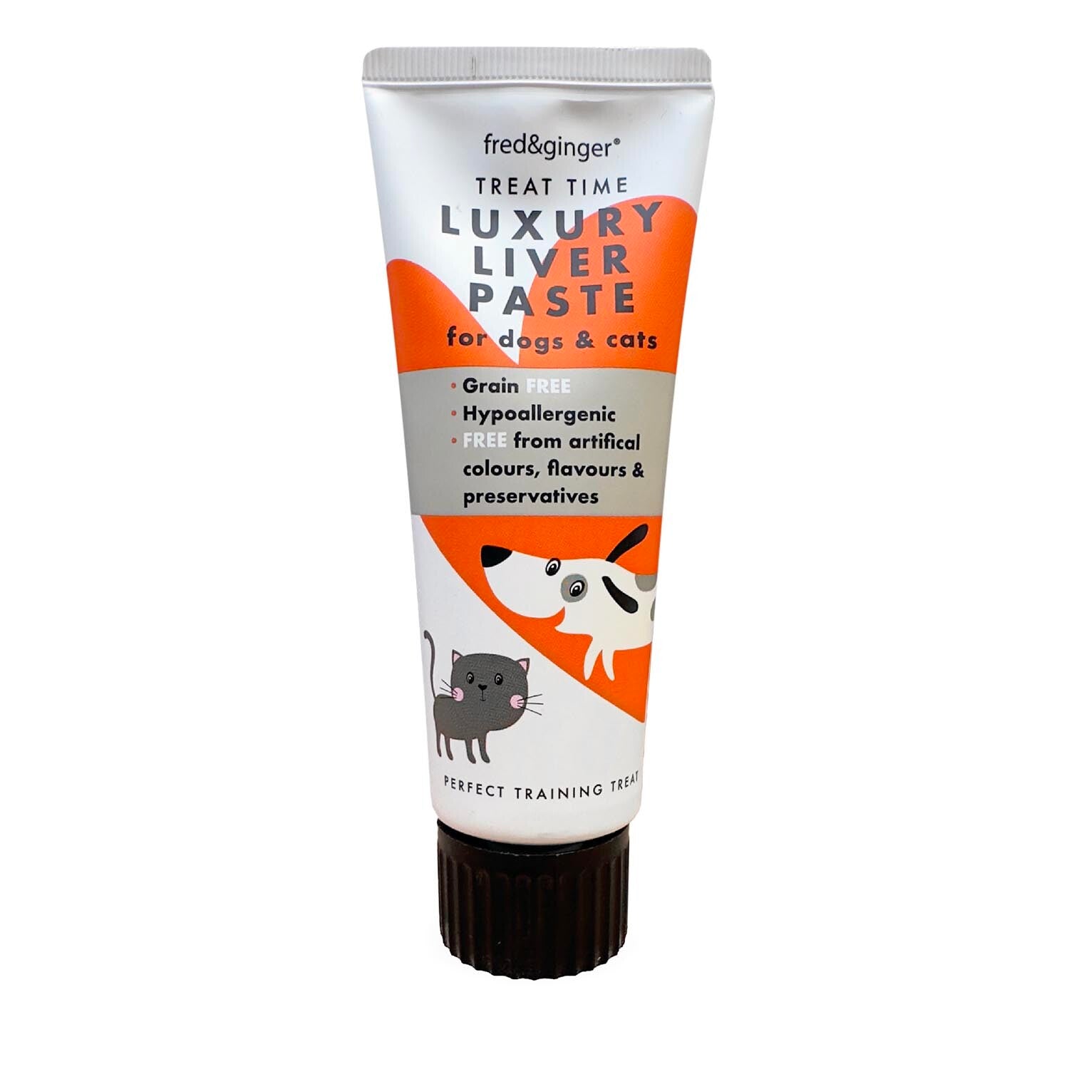 Tube of Luxury Liver Paste for dogs and cats on a white background